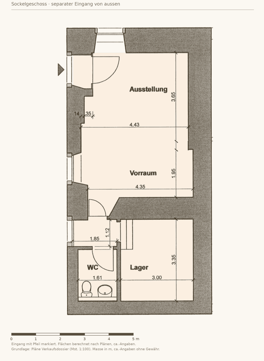 Grundriss Gewerberaum, Gewerberaum / Atelier